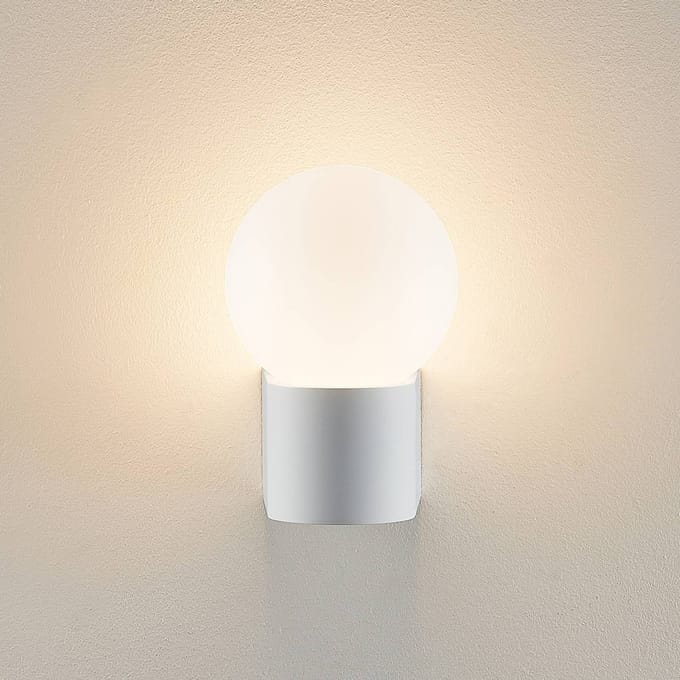 Molto Luce Lanu Ronde buitenwandlamp, wit, aluminium/glas