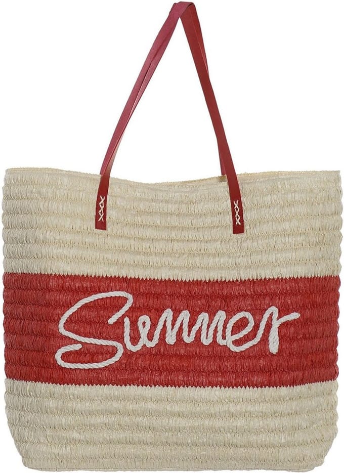 ITEM Strandtas - summer - rood/beige - 38x40 cm - polyester - magneetsluiting
