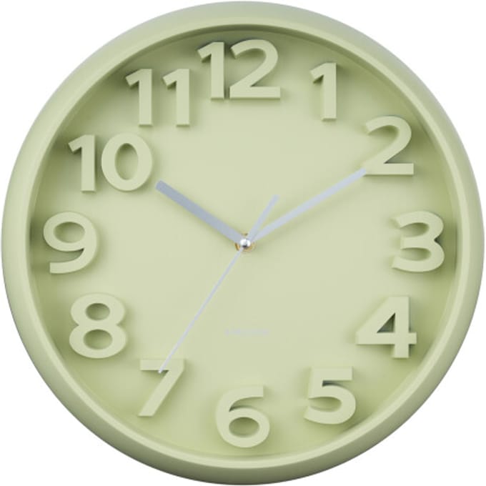 Karlsson wandklok elevated classic numbers tea green- Ø33,5cm