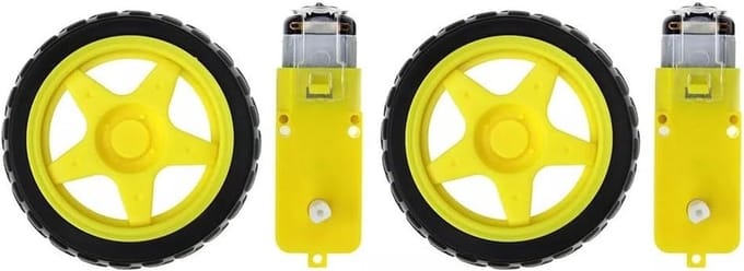 Robot Auto Wielen - Motor Set - Robotica Projecten - Duurzame Materialen - 65mm Banden - Zwart