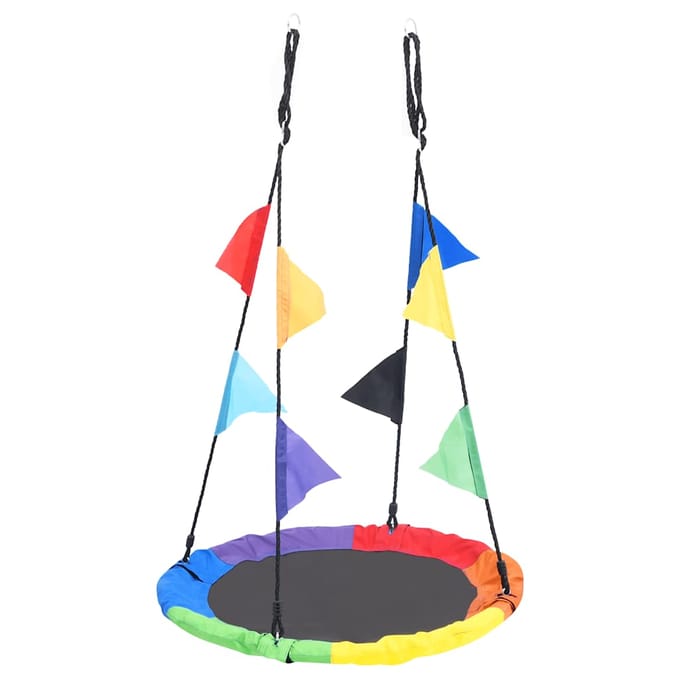 vidaXL Nestschommel met vlaggetjes 100 cm regenboogkleurig