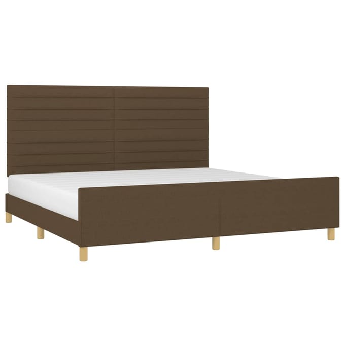 vidaXL - Bedframe - zonder - matras - stof - donkerbruin - 200x200 - cm
