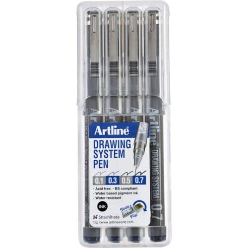 Fineliner Drawing System etui van 4 stuks: 01 - 03 - 05 en 07 mm