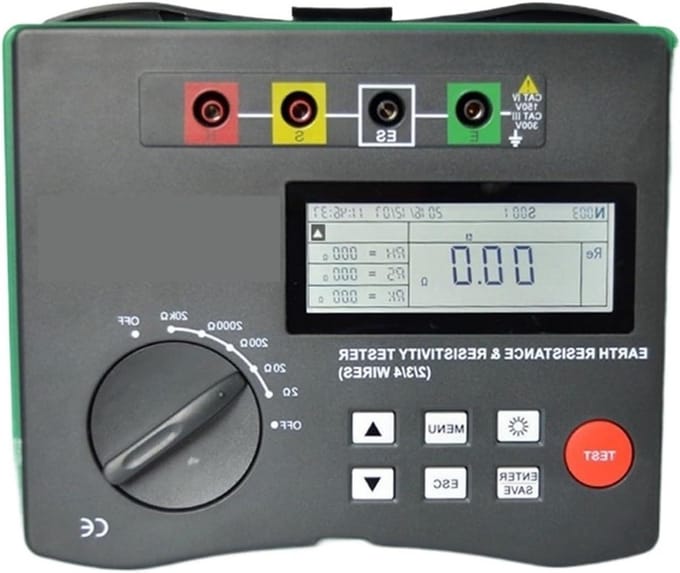 Weerstandstester Meter - Megger Bodem Aarde - Testen van Aarde - Digitale LCD Scherm - 209 kOhm - Zwart