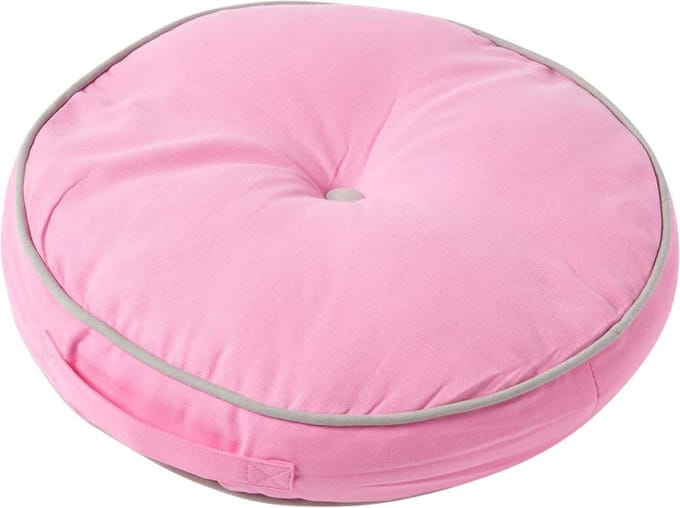 Homescapes Rond vloerkussen – Roze en grijs – 100% katoen met polyestervulling – Ø 43 cm