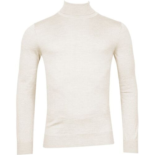 Thomas Maine Trui Merino Wool Rollneck Single Knit Ecru Melange / male