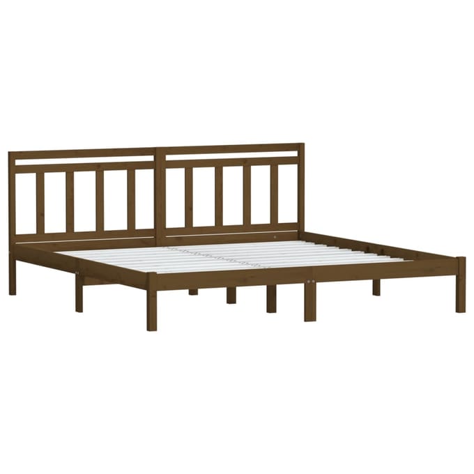 vidaXL - Bedframe - massief - grenenhout - honingbruin - 200x200 - cm
