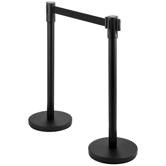 Crowd Control Paaltje Paaltjes Set 4 Stuks met 6.6 ft/2 m Zwarte Band