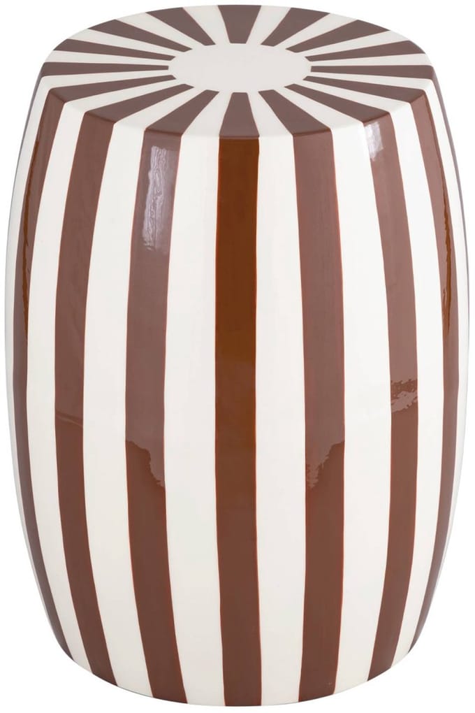 sweeek - Bijzettafel, nachtkastje van gestreept geëmailleerd staal ø35 x h 46cm - mizzy