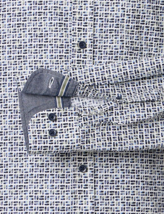 casual overhemd Casa Moda Casual Fit donkerblauw geprint