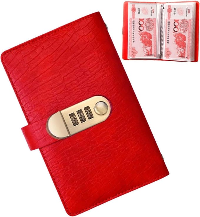 Spaarpot Boek - Budget Planner - Geld Besparen - Combinatieslot - 100 Pagina's - Rood