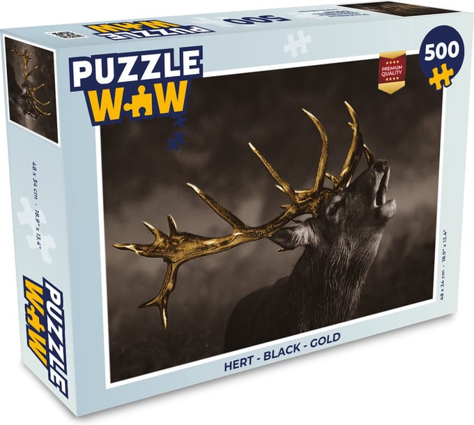 Puzzel Hert - Black - Gold - Legpuzzel - Puzzel 500 stukjes
