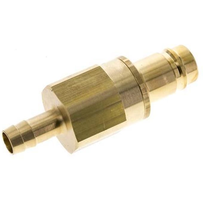 Messing DN 15 Luchtkoppeling Insteeknippel 13 mm Slangpilaar Double Shut-Off