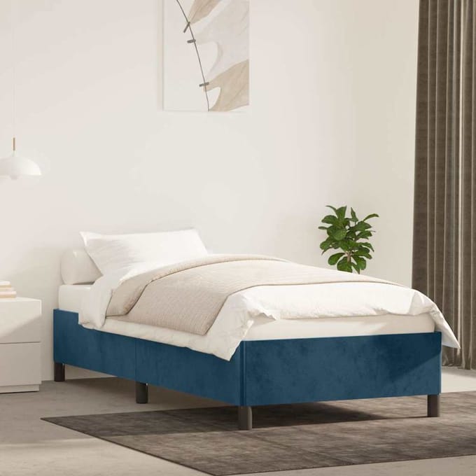 vidaXL - Bedframe - zonder - matras - 90x200 - cm - fluweel - donkerblauw