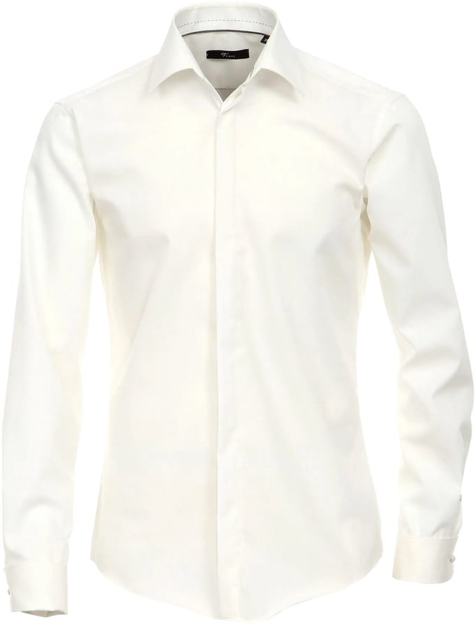 VENTI modern fit smoking overhemd - mouwlengte 72 cm - popeline - beige - Strijkvriendelijk - Boordmaat: 44