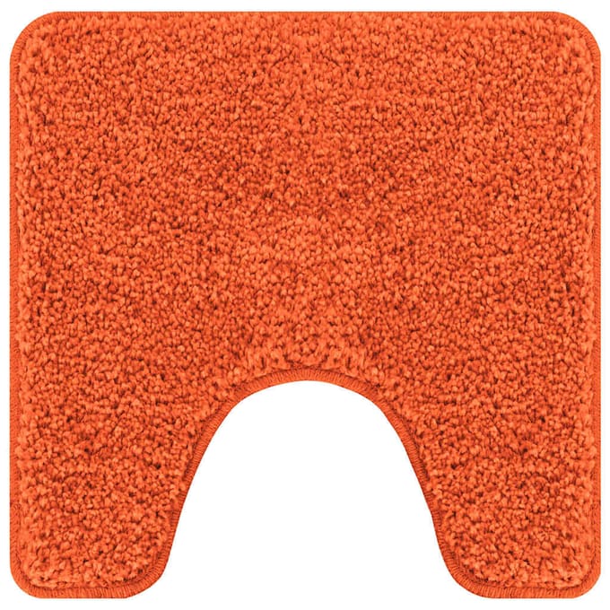 vidaXL - Antislip - Badmat - met - Toilet - Uitsnede - Oranje - 50 - x - 50 - cm - PP