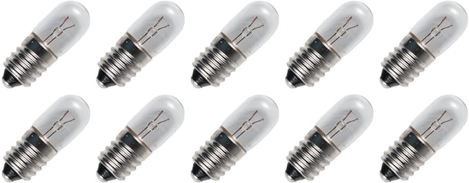 Signaallamp E10 6V 3W - 500 mAh - 10 stuks - T10 Gloeilamp Ø10mm - 28mm - 2500K - Dimbaar