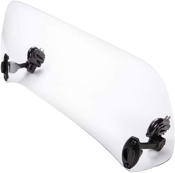 Motorcycle Windshield Extension - Spoiler Extension - Wind Reduction - Adjustable Hinge Mechanism - 37.5 x 17.3 cm - Transparent