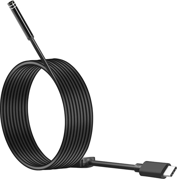 Endoscoop - Inspectiecamera USB - USB-C - Inspectiegereedschap - 7mm kop - flexibele HD - 5M kabel - waterproof - 6 LED Verlichting