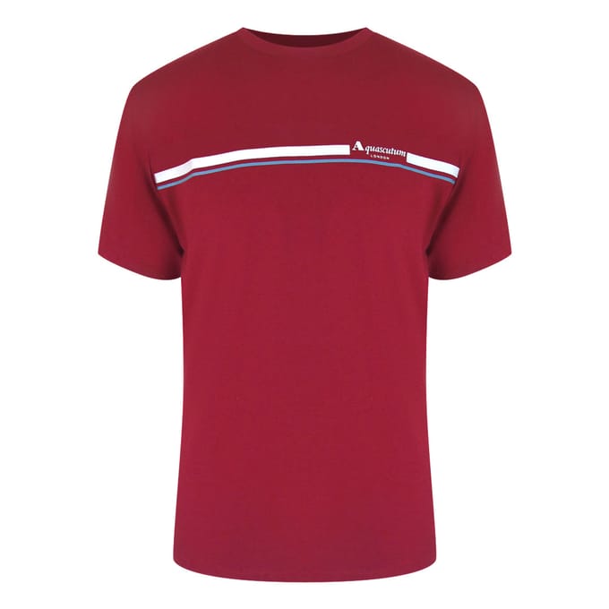 Aquascutum Active Katoenen Gestreept Bordeauxrood T-shirt