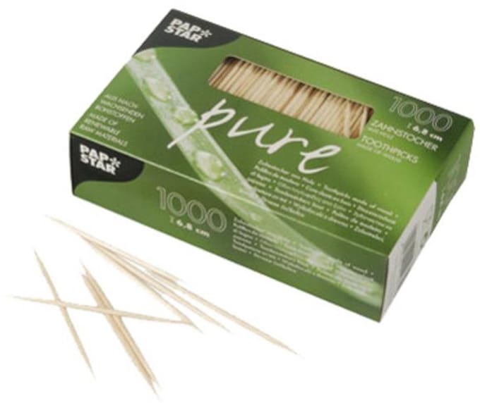 PAPSTAR tandenstokers hout rond 65mm 300 stuks