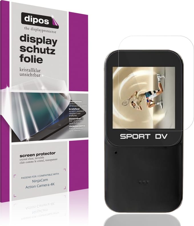 dipos – 4x Beschermfolie geschikt voor NinjaCam Action Camera 4K | Krasbestendige & heldere Screenprotector Ultra-Thin