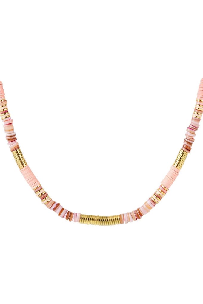 Ketting verschillende kralen Roze polymer clay