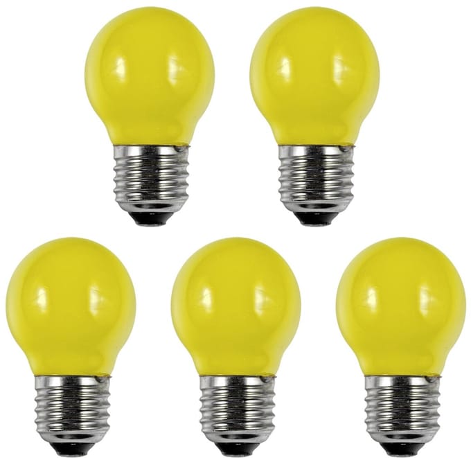 SPL E27 LED Lamp 1W - Geel - LED Filament Mini Globe/Kogel G45 - Feestverlichting - 5 Stuks