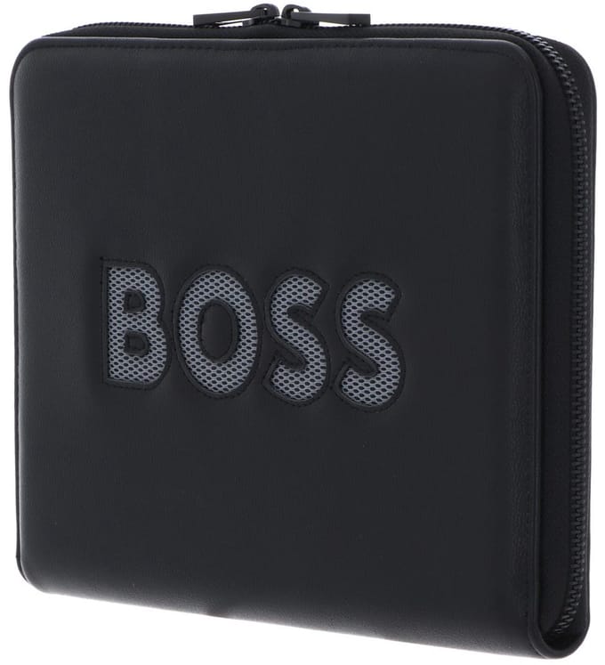 HUGO BOSS schrijfmappen Boss Cut Out Conference Folder Zip Black & Grey zwart
