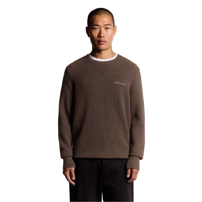 Lyle & Scott Heren Gebreid Sweatshirt met Ronde Hals (Sepia)