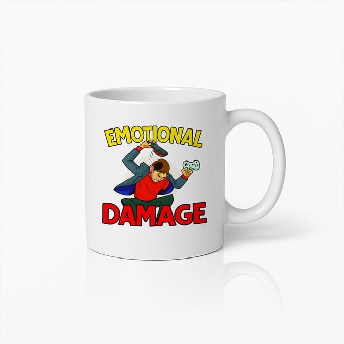 Grappige “Emotional Damage” Witte Mok 330ml – Meme Gamer Humor Beker