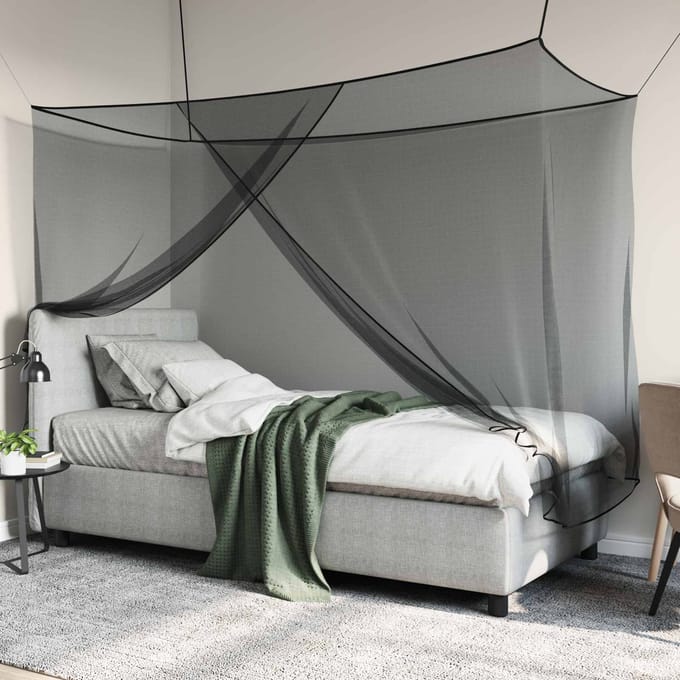 vidaXL - Muggennet - voor - bed - 156 - mesh - Zwart - 220 - x - 100 - x - 150 - cm - Polyester