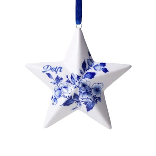 Heinen delfts blauw kerstornament ster delft