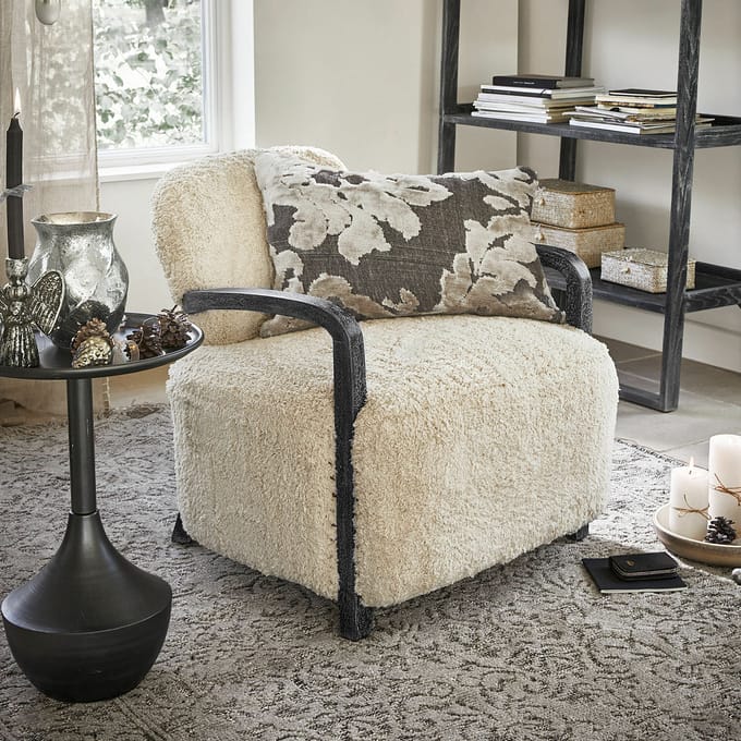 LOBERON Fauteuil Roudaria crème/antiekzwart