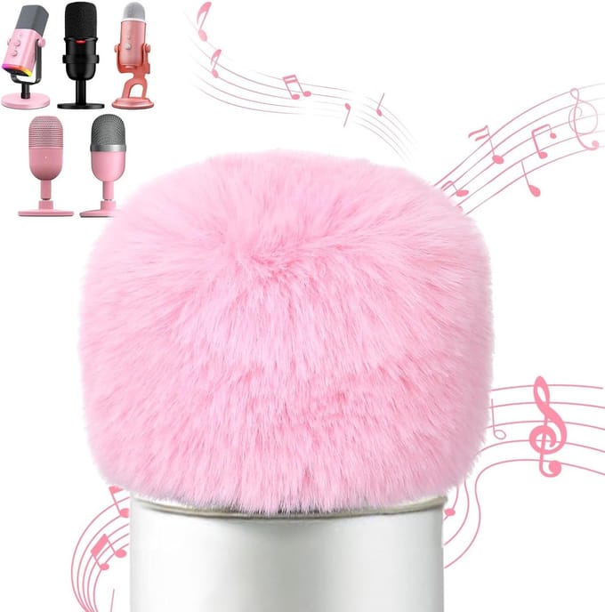 Popfilter voor Microfoon in Roze, Microfoon Cover, Windbescherming voor USB Microfoons zoals HyperX SoloCast en Razer Seiren Mini