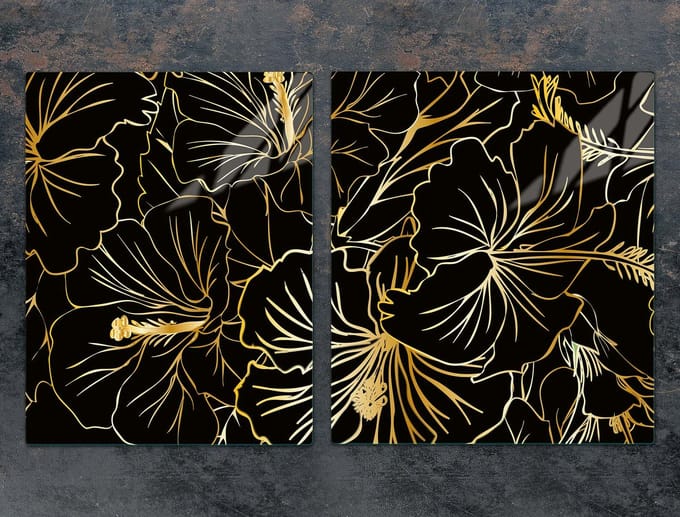 TMK ArtDeko - Snijplank - 85x52 cm - Hartglas - Bloemenmotief