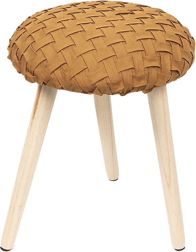 Clayre & Eef Krukje Ø 35*42 cm Oranje Hout Textiel Rond Kruk