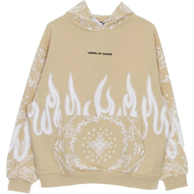 Lichtgewicht sweatshirt met capuchon en bandanaprint voor heren, beige