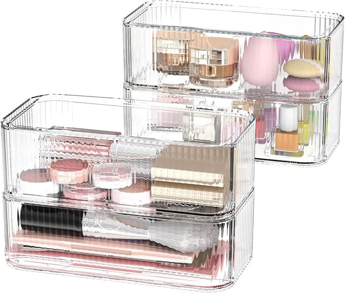 Opbergdozen Acryl - Laden Organizer - Cosmetica Sorteren - Stapelbaar Ontwerp - 17x10x5 cm - Transparant