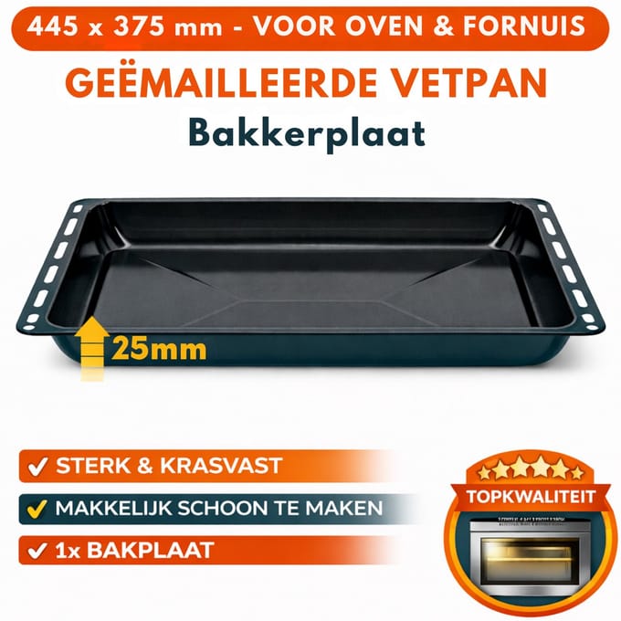 ICQN Bakplaat voor oven - 445x375x25 mm - Geëmailleerd