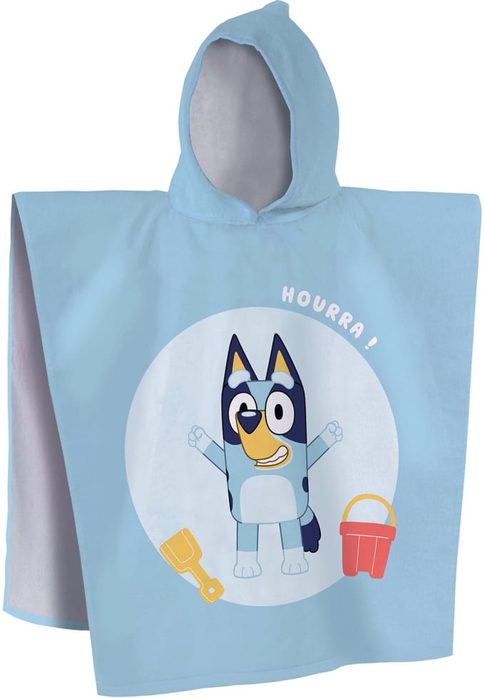 Bluey Poncho / Badcape, Hoera - 60 x 120 cm - Katoen