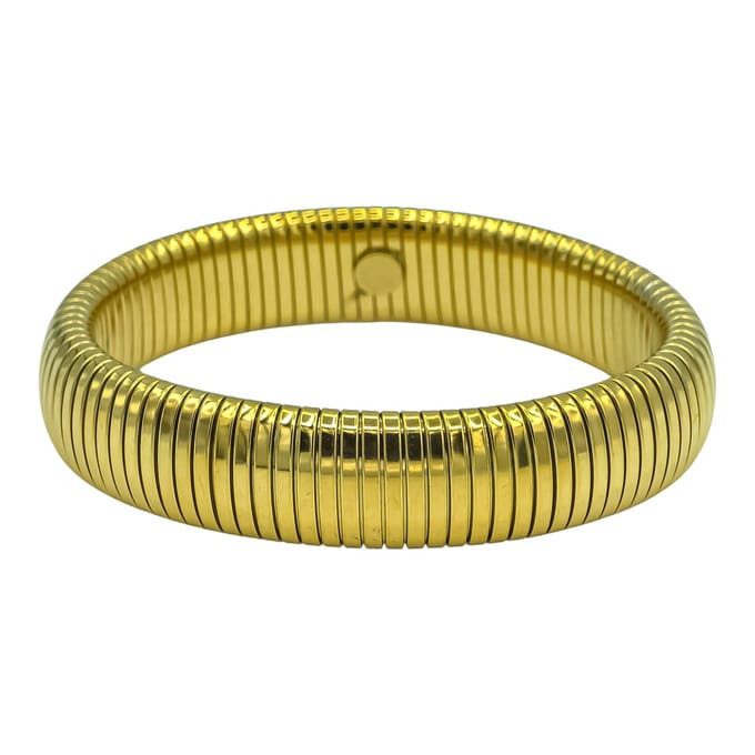 Brede Goldplated Stretch Bangle Armband - Elastisch & Rekbaar - 15mm