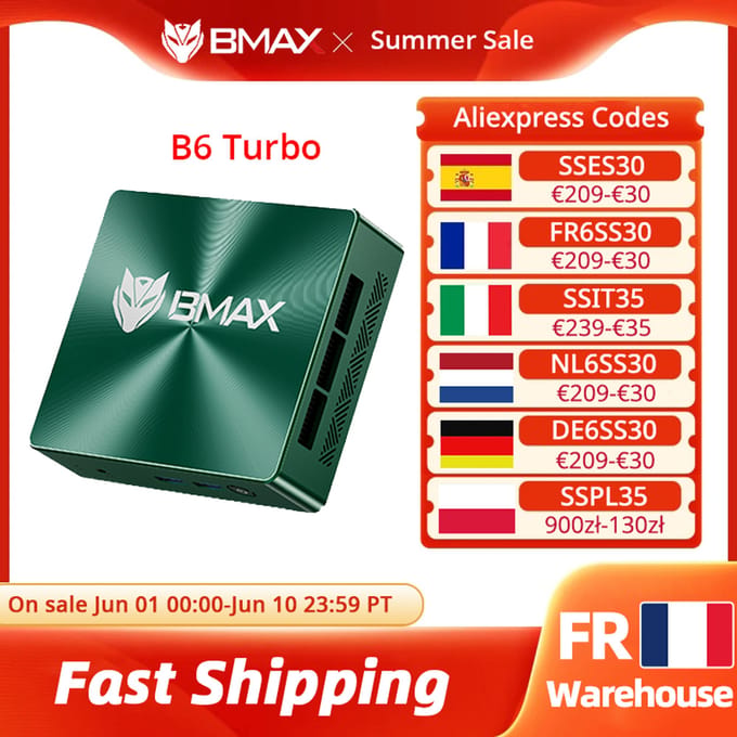 2026 Nieuw Model BMAX B6 Turbo Mini PC 16GB DDR4 (tot 32GB) 512GB SSD (2x M.2 SSD-slots) Intel Core I5 8257U Processor Win11 Pro Dual SSD 4K Mini Desktop Computer