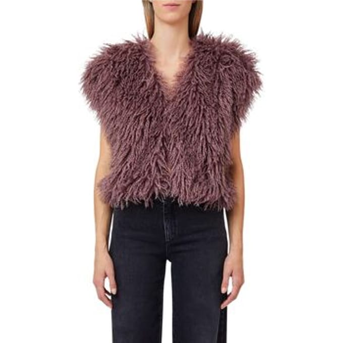 Kort bodywarmer van imitatiebont model 'GILET'