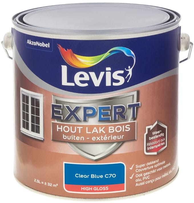 Levis - Expert Hout Lak Buiten High Gloss Mix - Clear Blue C70 - Mengverf - 2,5 L