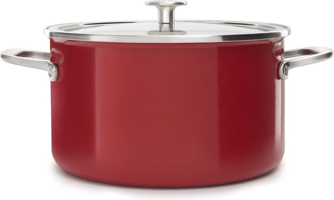 KitchenAid Steel Core Enamel kookpan 24cm 6L - Keizerrood - inductie - PFAS-vrij