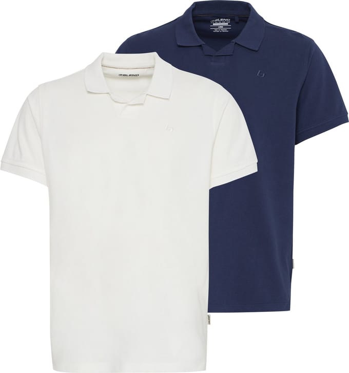 Blend | Heren | Polo shirt | 2 pack | Regular fit | 100% Katoen | Blauw – Wit | Maat M