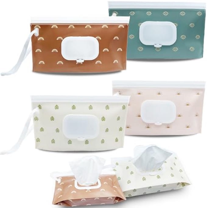 4 Pack Draagbare Baby Doekjes Dispenser - Hervulbare Veeg Houder voor Reizen