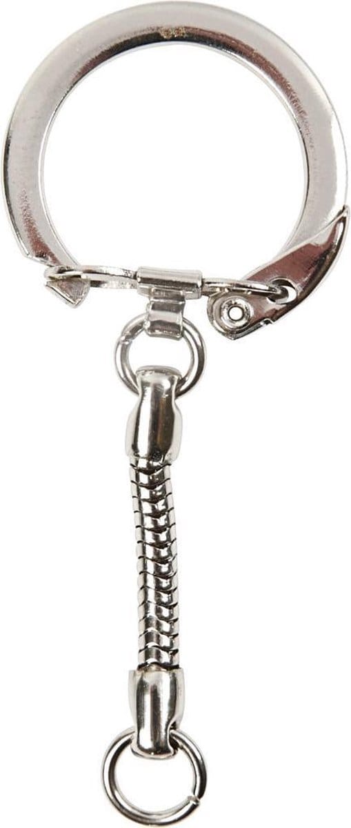 Sleutelhanger met ketting, L: 6 cm, d 2,3 cm, 5 stuk/ 1 doos