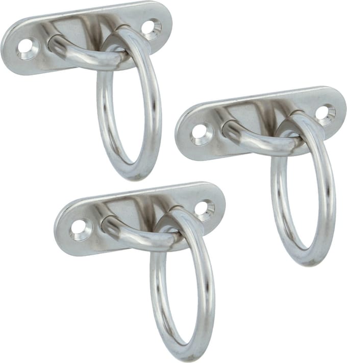 AMIG Oogplaat met aanlegring - 3x - oogplaat 6 x 2cm - ring D3.6cm - rvs - vastzetplaat